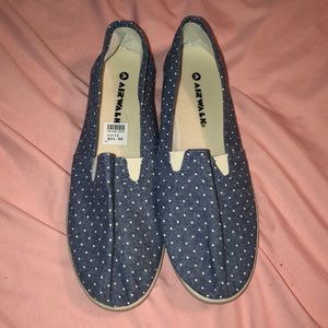 Airwalk Blue and White Polka Dot Slide On Shoes